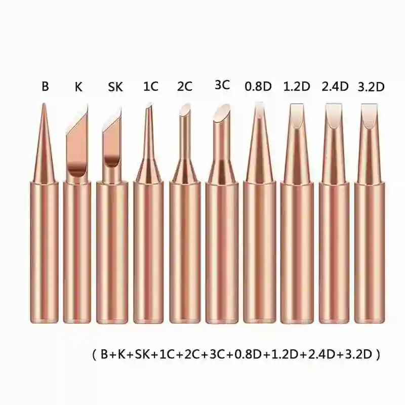 หัวแร้งบัดกรีทองแดงแท้ 900M จำนวน 10 ชิ้น ชุดหัวแร้งบัดกรีทองแดงเปลือยแบบร้อน สำหรับเครื่องบัดกรีไฟฟ้า อุปกรณ์เชื่อม