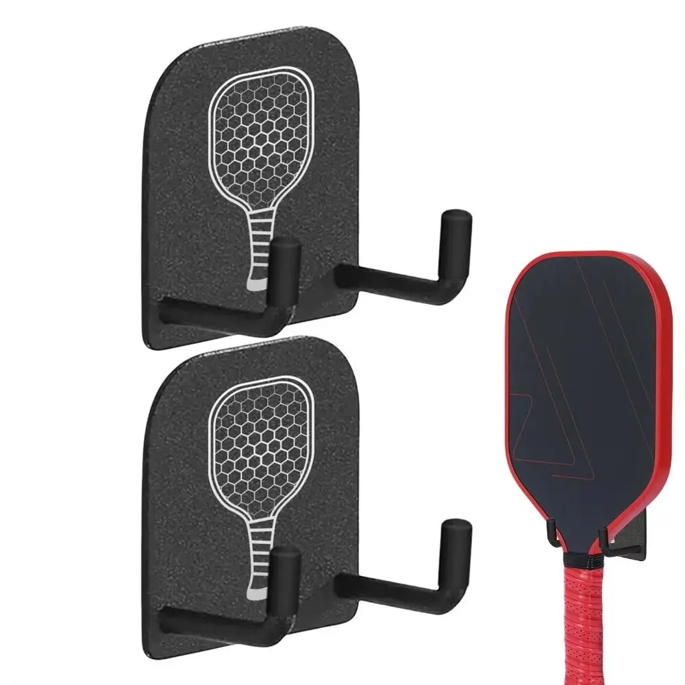 2Pcs Wall Mounted Pickleball Paddle Wall Rack Self-adhesive Punch-Free Pickleball Rackets Holder Aluminum Alloy Stable