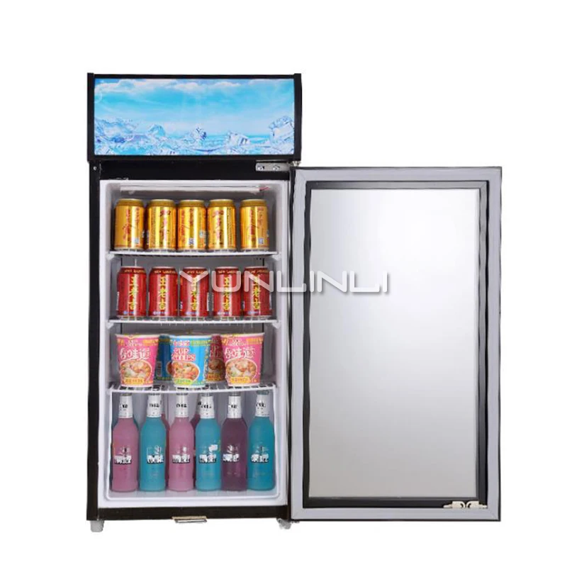 220V Commercial Refrigerator Glass Single Door Frige Lock Refrigerator Cabinet Beverage Show Cabinet Energy-saving Refrigerator