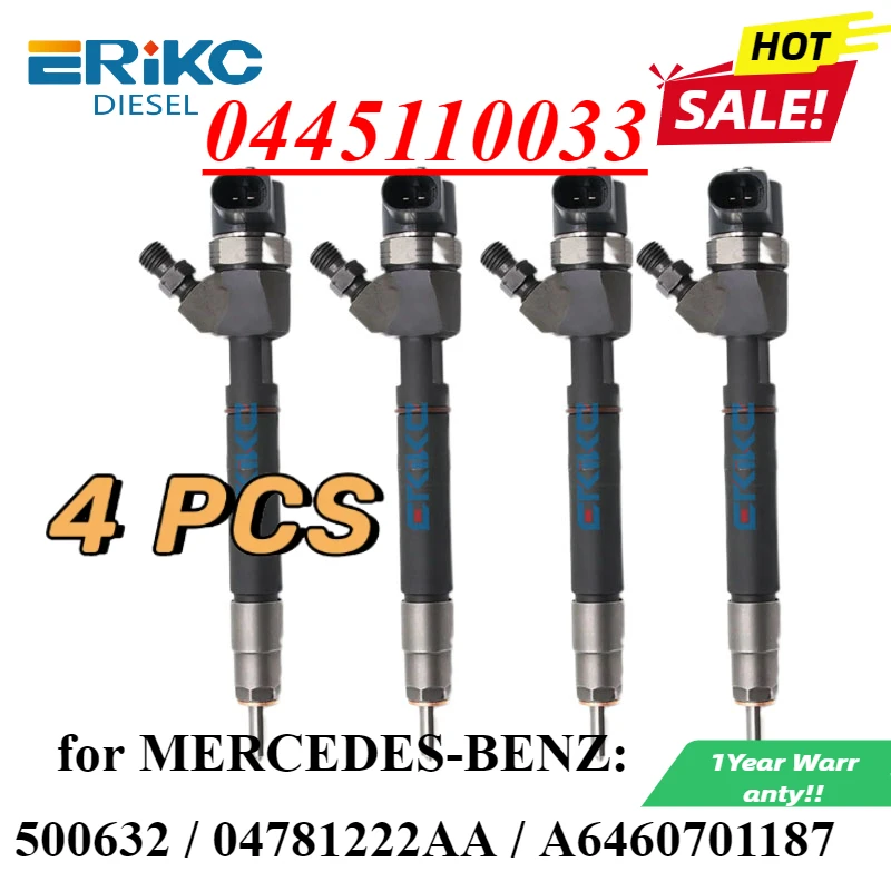 4PC 0445110033 OEM 500632 04781222AA A6460701187 Common Rail Fuel Injector for MERCEDES-BENZ 0 445 110 032