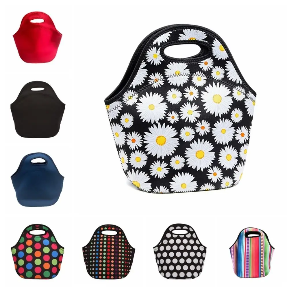 

Versatile Portable Lunchbox Reusable Leakproof Travel Lunch Bag Neoprene Flowers Pattern Insulated Lunch Bag Picnic