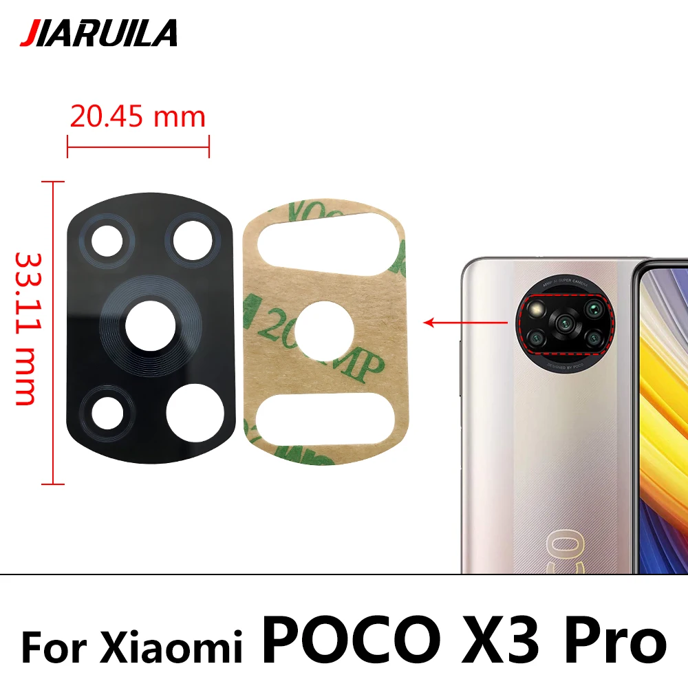 100 Pcs Camera Glass Lens Back Rear Camera Glass Lens with Glue Replacement Repair Spare Parts For Xiaomi POCO F2 F3 C3 M3 M4 X2