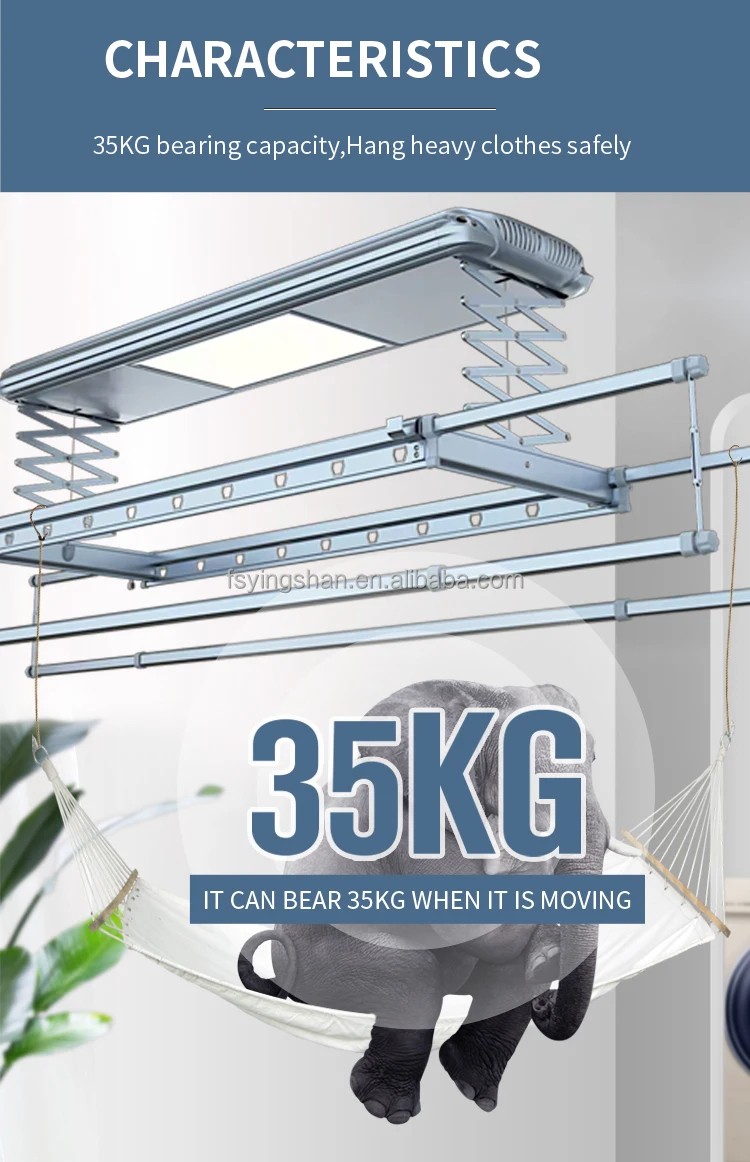 Smart Electric Aluminum Clothes Rack Retractable Ceiling-Mounted Drying Rack with Heating Bathroom Towel & Laundry Dryer