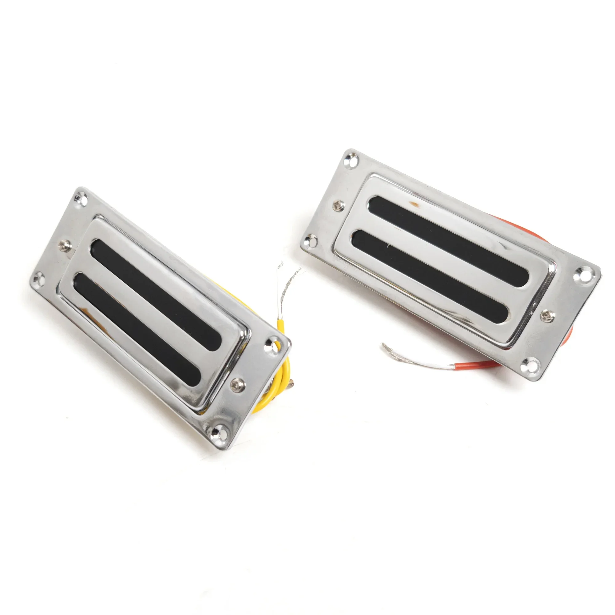 Discount Hot Sale-Mini Humbucker Pickup 68x29mm with Brass Cover 2-Conductor Cable Coil Splitting 9K Ohm with Frame