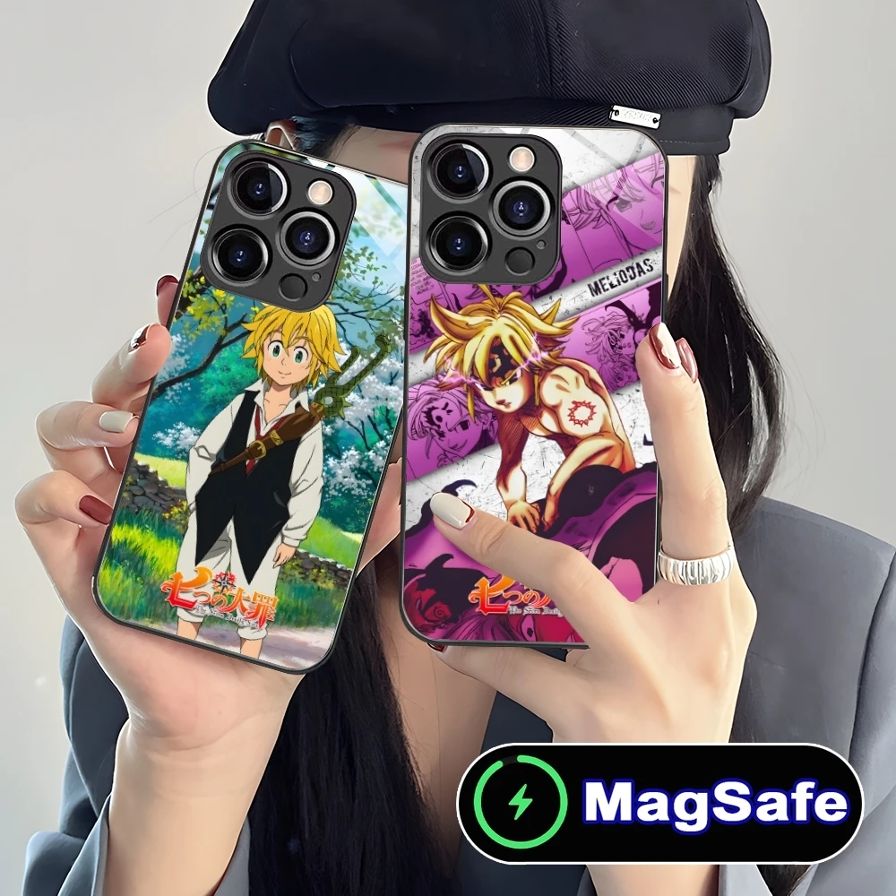 Seven Deadly Sins Meliodas Cell Phone Case for iPhone 16 15 14 13 12 11 Pro Max Plus Mini MagSafe Wireless Charging Glass Cover