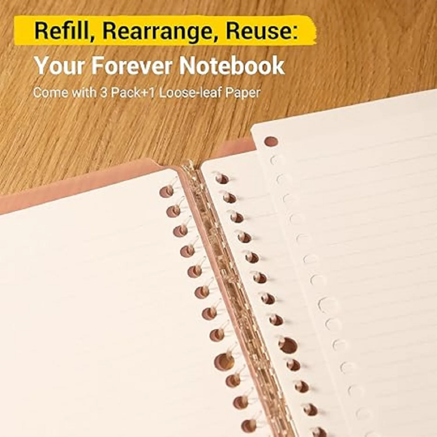 Segregatory Makeasy, 3 sztuki, segregator B5 + 100 kartek do wymiany, pojemność 25 kartek, 26 kół, jasny kolor, idealny do