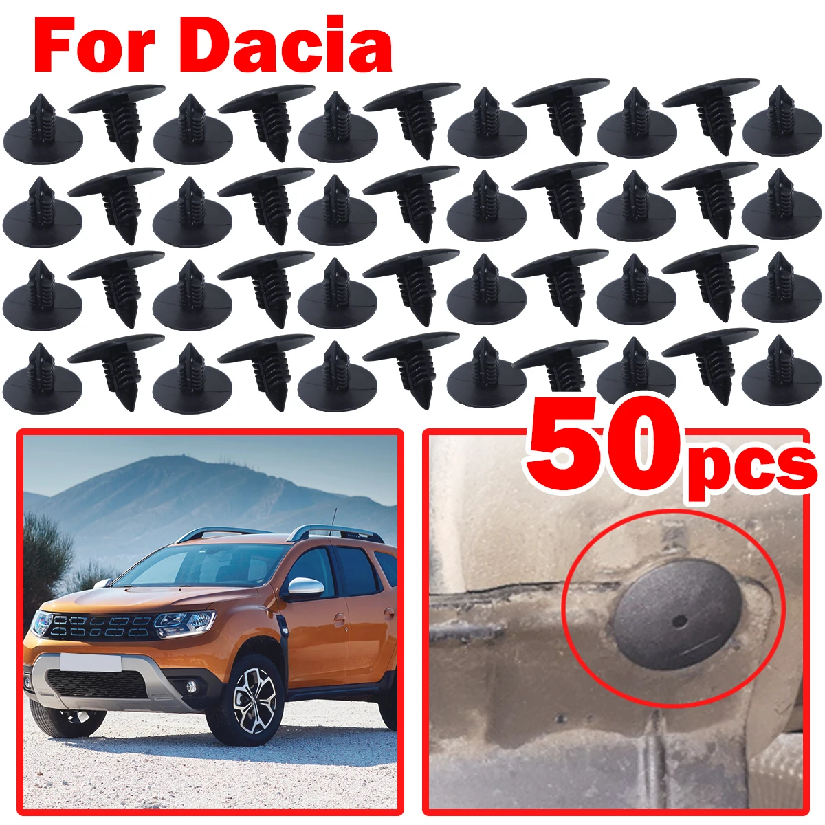 

50pcs For Dacia DUSTER LOGAN SANDERO Car Wheel Arch Liner Splash guard Clips Plastic Fastener 7703077435 Tool-Free Installation