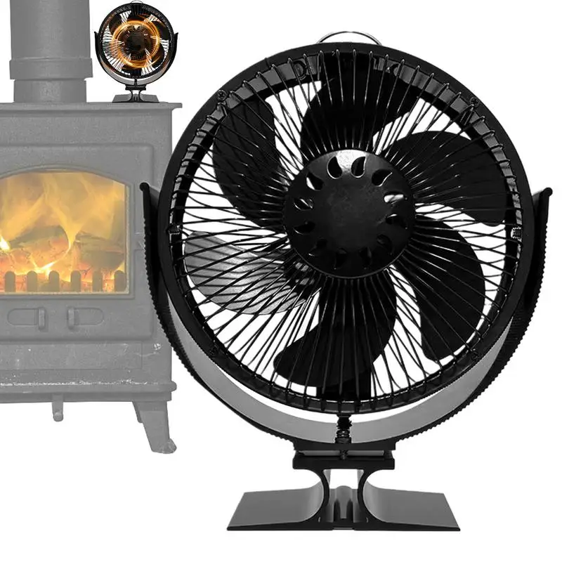 Heat Powered Stove Fan Non Electric Stove Fan Fireplace Rotating Fan with Protective Cover for Log Burner Wood Burning Stove