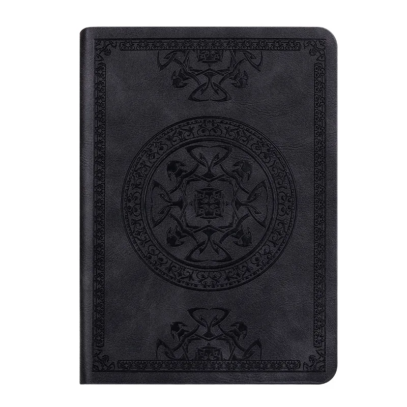 A6 Retro style pocket type mini notebook Stamping process artificial PU leather writing book Portable notepad Office bookkeeping