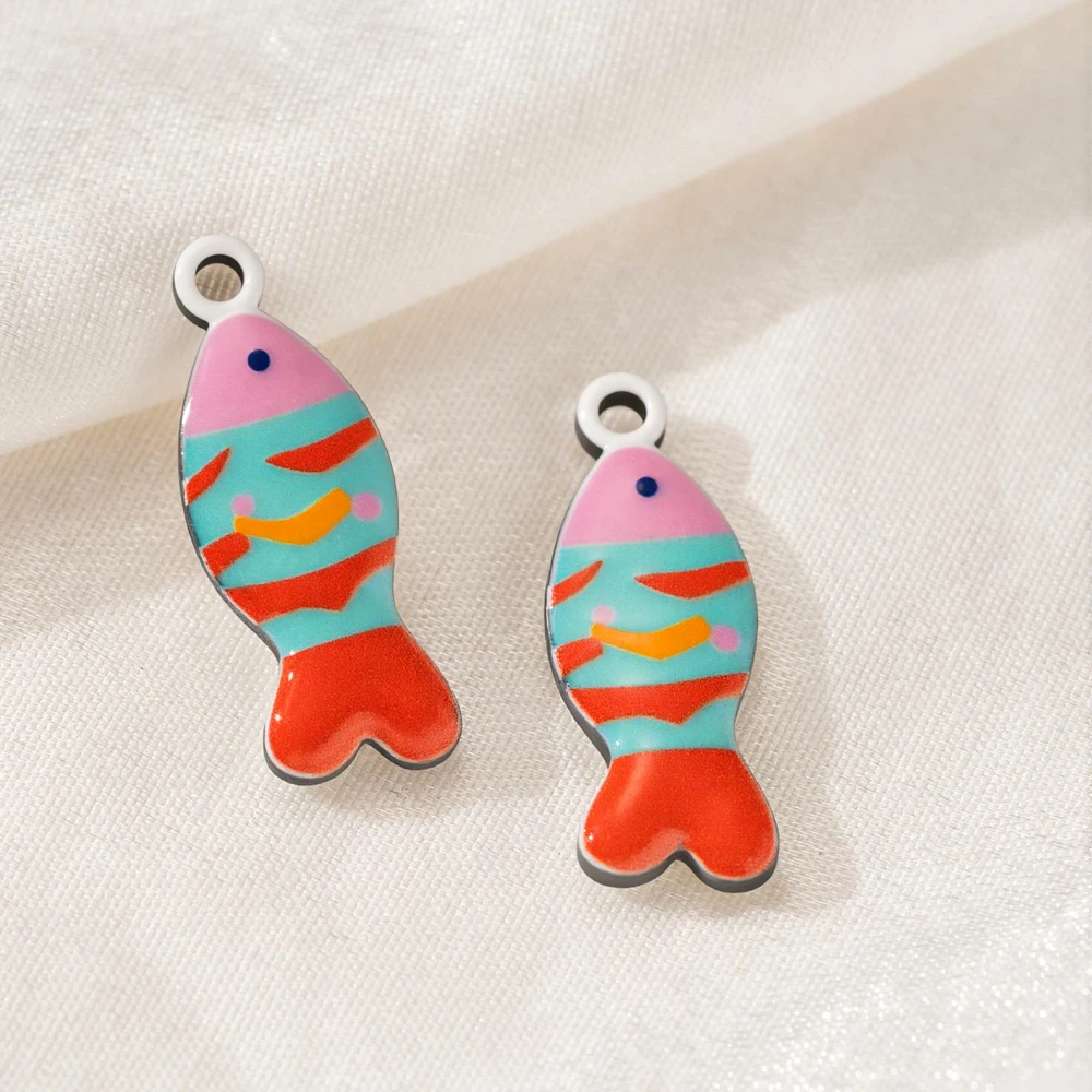2 Stück Mehrfarbige Anhänger mit Fisch- und Tiermotiven für DIY-Halsketten, Ohrringe, Armbänder, Schlüsselanhänger und Schmuckherstellungszubehör – Detail 5
