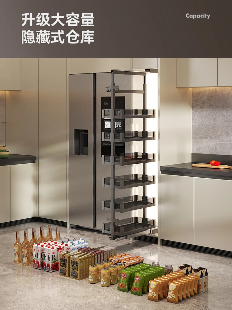 High Cabinet Pull Basket Kitche High Depth Extremely Narrow Snack Cabinet Wine Drawer Mobile Storage Rack