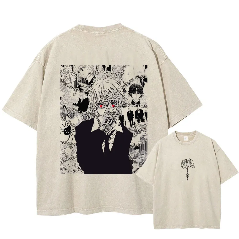 

Anime Hunter X Hunter Washed Tshirt Graphic Hip Hop Vintage T Shirt Men Women Harajuku Cotton Casual Short Sleeve Tshirt