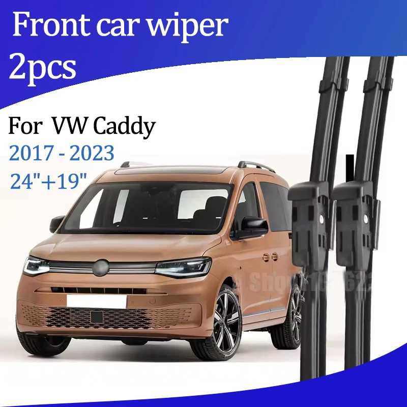 

For Volkswagen VW Caddy 2017 - 2023 2018 2019Wiper Front Wiper Blades Windshield Windscreen Window Brush 24"+19" Car Accessories