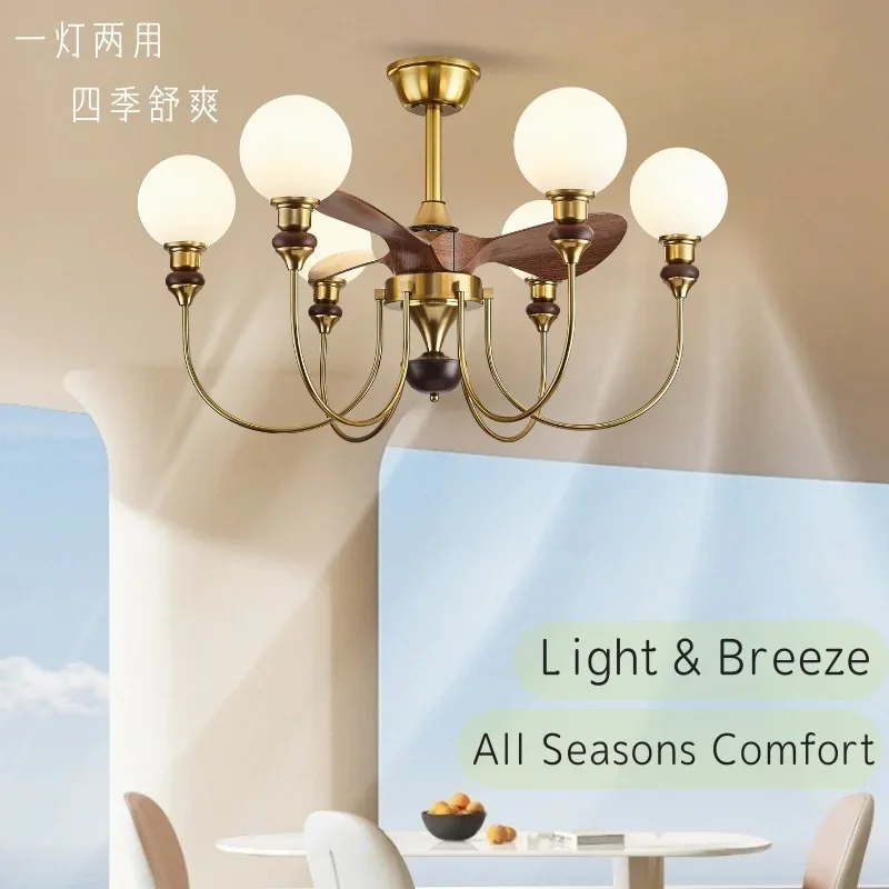 Large wind ceiling fan American fan with light log living room dining room high sense