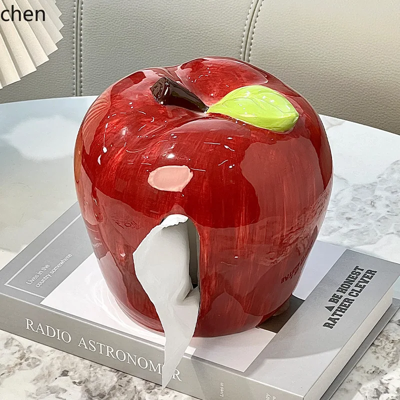 Zml apple tissue box cover - ceramic decorative tissue holder for home, living room, coffee table, dining table, and bedroom