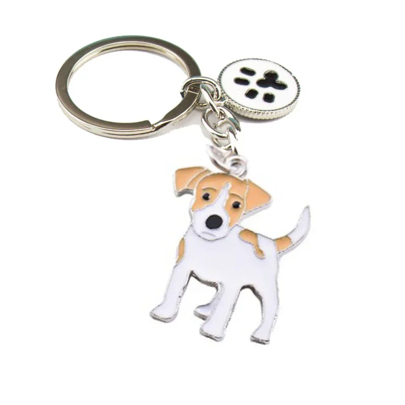 Lindo llavero con cabeza de perro Jack Russell Terrier, colgante de perro, regalos