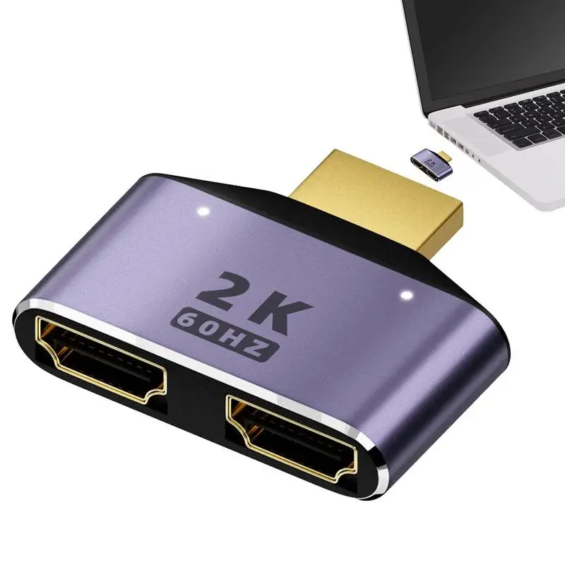 HD 2K Dual Output Splitter Monitor Adapter 1 To 2 Way Male To Dual Female Converter Adapter For Notebook Game Console Desktop