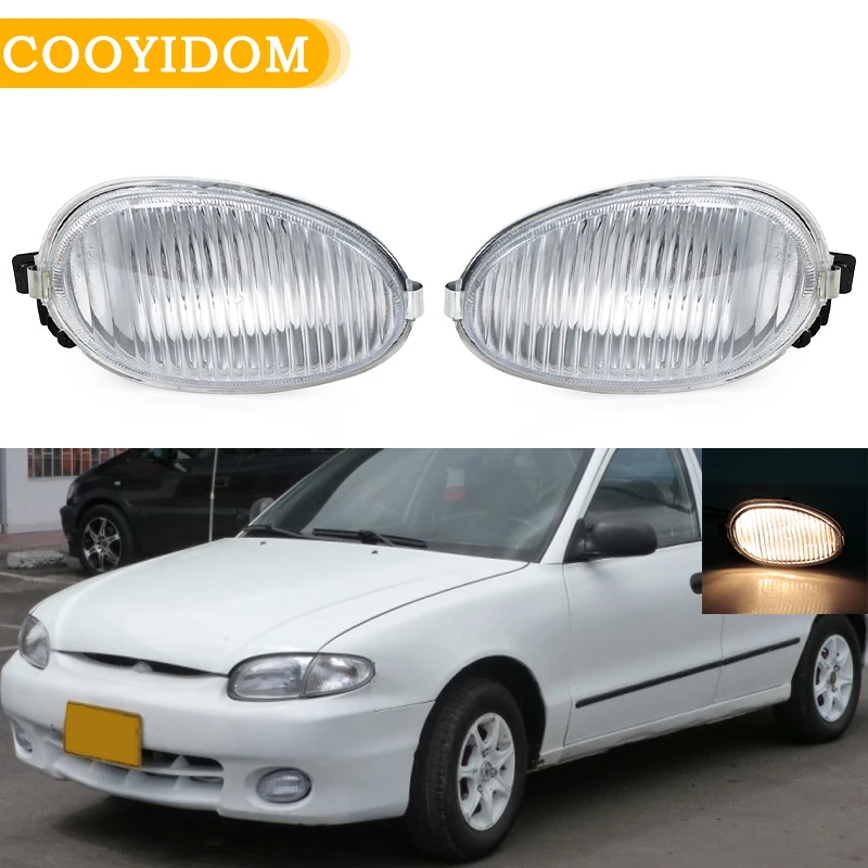 Par de Faros Antiniebla Delanteros con Lente Transparente y Bombilla 92201-22300 92202-22300 para Hyundai Accent 1998-1999
