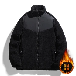 2024 New Wool Jacket Men's Winter Fashion fleece-lined Thickened Warm Padded Jacket Couple's Casual Windproof Parka Ski Suit