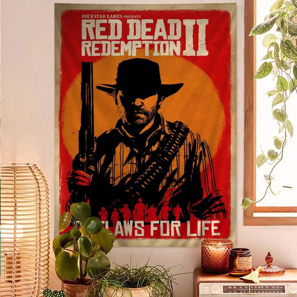 Game TV-Red-Dead-Redemption 2 DIY Wall Tapestry for Living Room Home Dorm Decor Wall Art Decor