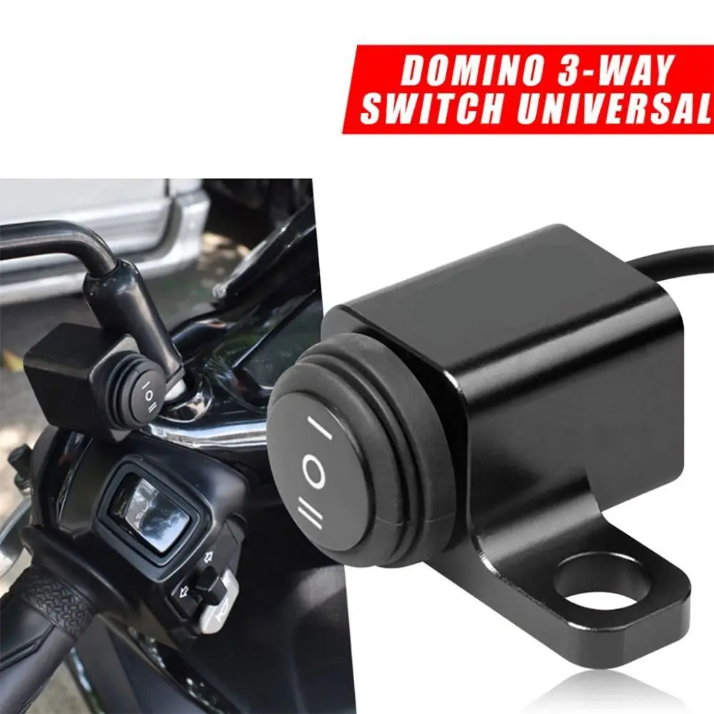 3-Way Motorcycle Handlebar Switch Side Mirror Mount Aluminum Alloy Motorcycle Light Controller Modification Accessories