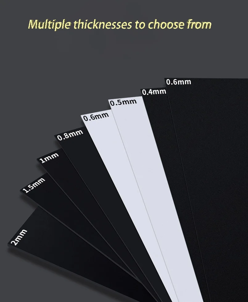 210x297mm Frosted White/Black PP Plastic Board, Thickness 0.3mm 0.4mm 0.5mm 0.6mm 0.8mm 1mm 1.2mm 1.5mm 2mm  DIY Plastic Board