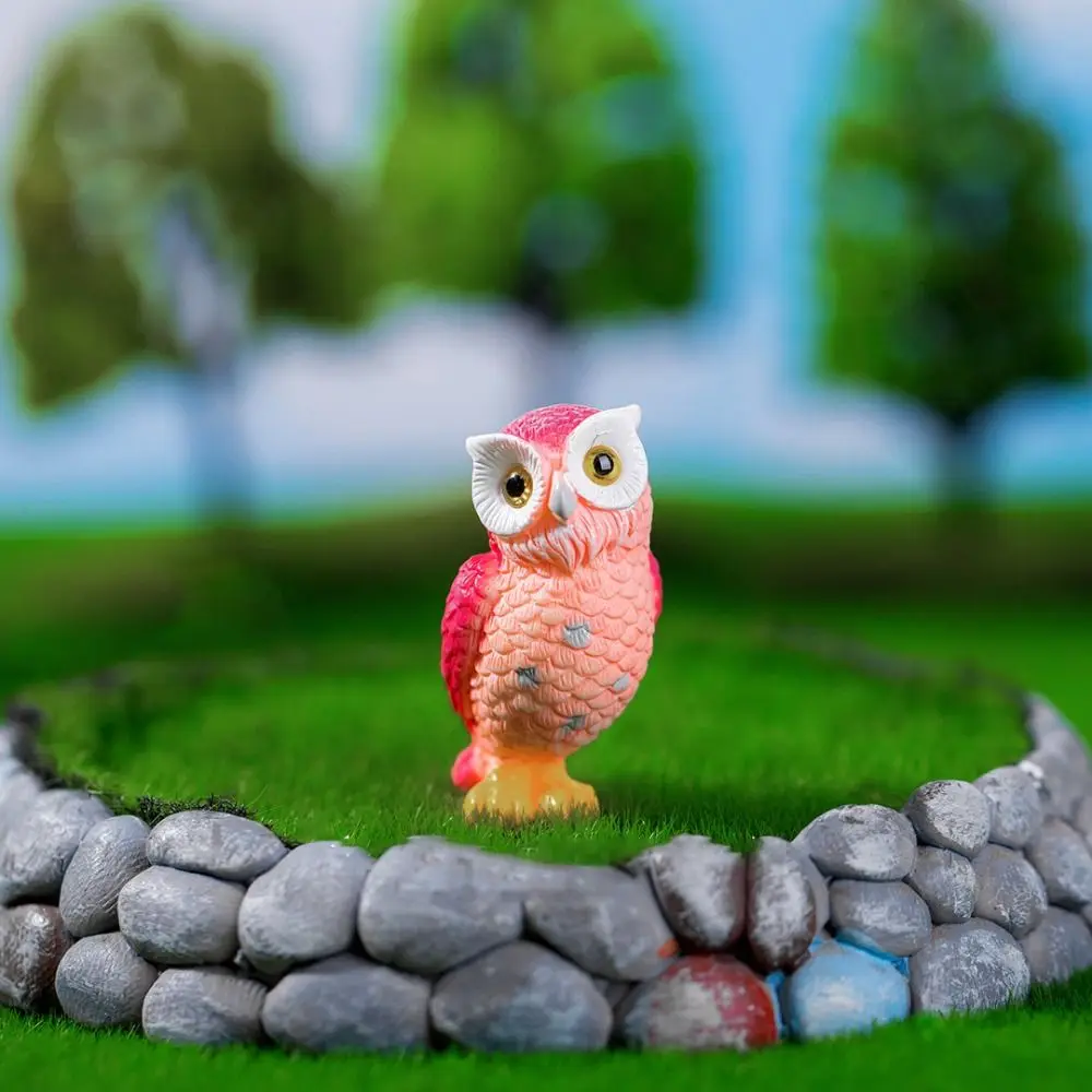 7-style Micro Landscape Simulation Owl Ornaments Cute Resin Crafts Owl Miniatures Cartoon Mini Owl Ornaments Scene Decor