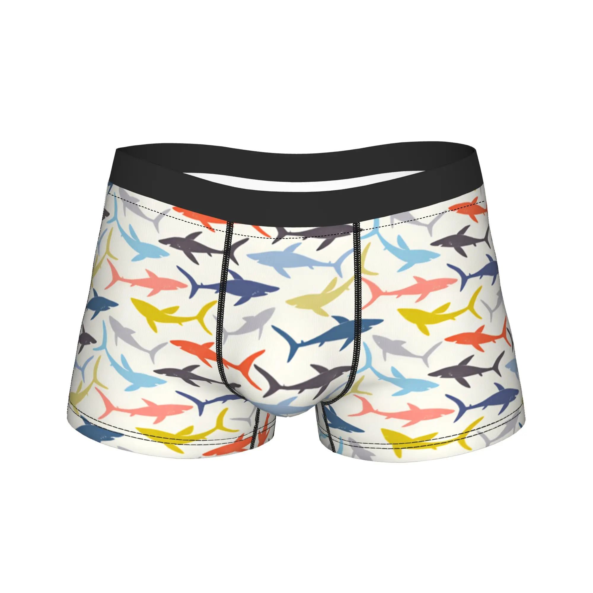 Seamless pattern of hand drawn sharks Underwear  Comfortable Underpants Pattern Boxer Brief For Men Pouch Plus Size Boxershorts