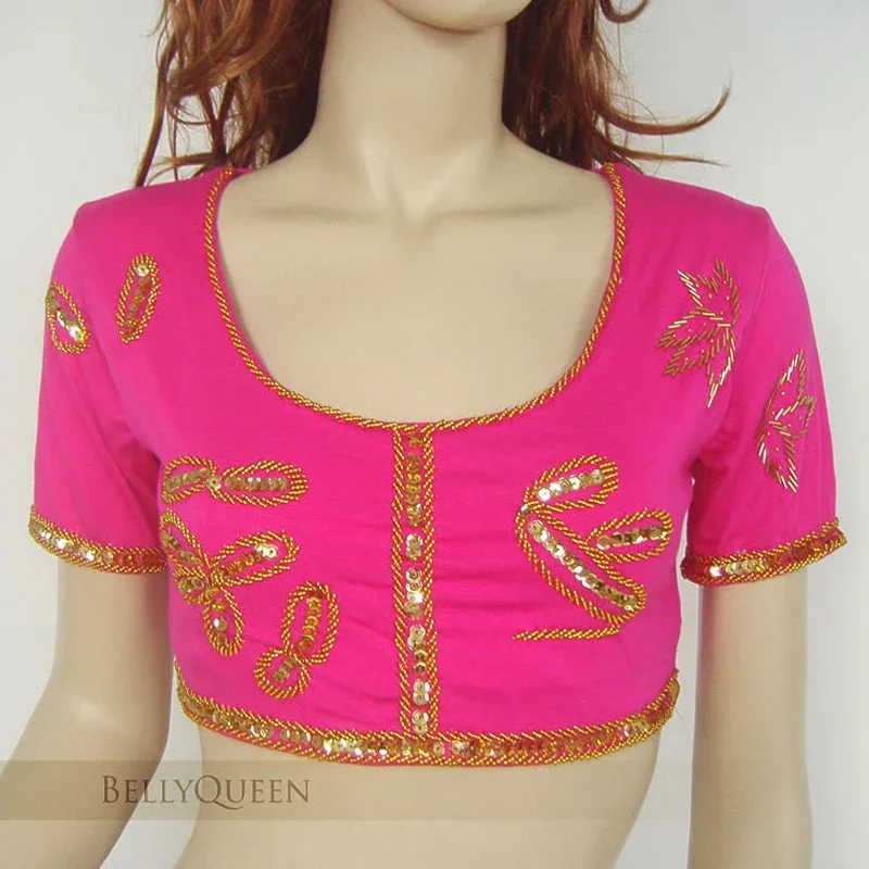 Women Belly Dance Top Belly Dance Costume Sequins Beads Bra Top Vest Blouse Yoga Top 10 Colors