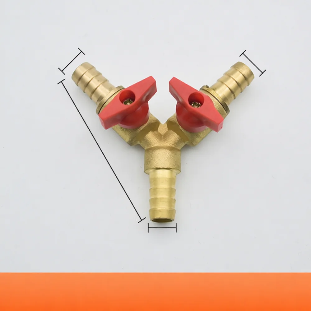 Triple Way Y Valve Brass Barbed Hose Splitter Manual Control Switch For Household Gas Liquid Fuel Water Pipe Plumbing