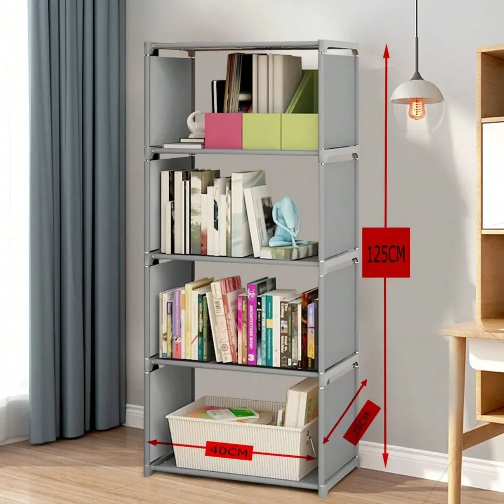 

4Tier Bookcase Wall Bookshelf Leaning Wall Shelf Shelving Ladder Storage Home
