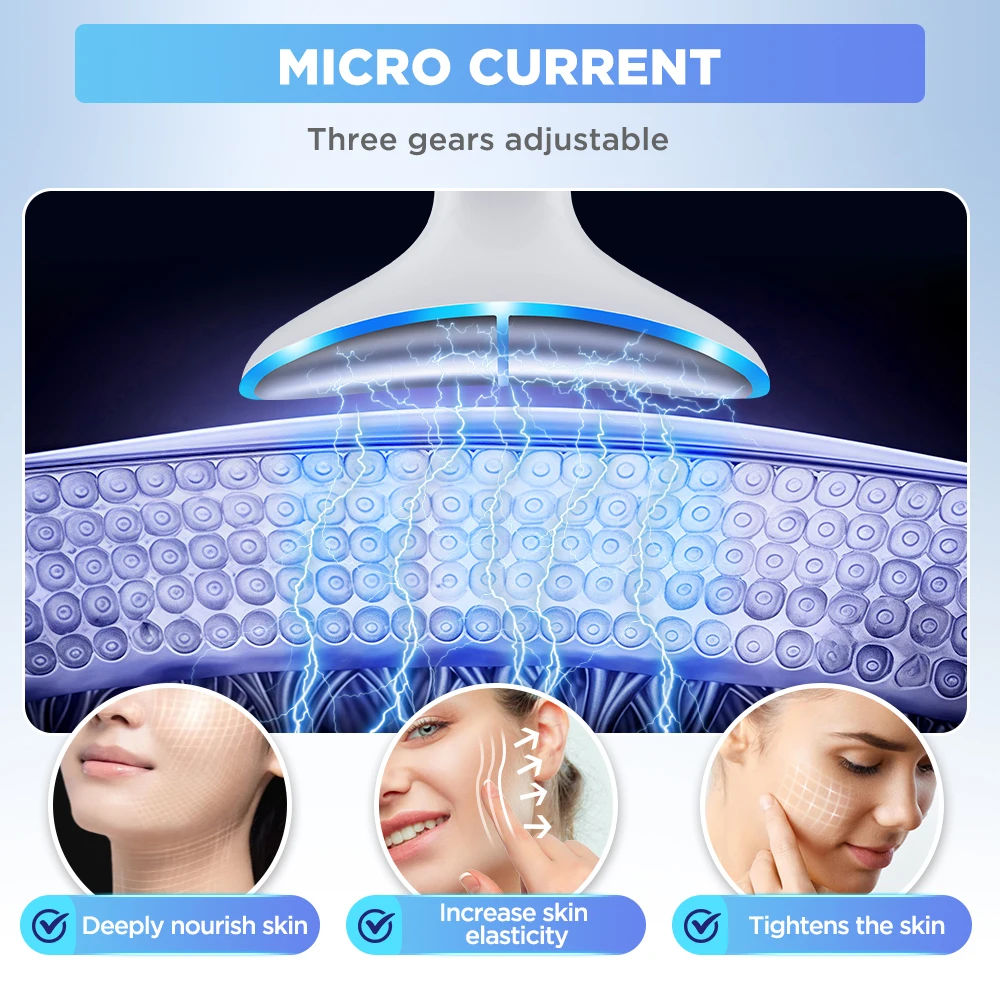 Dispositivo de belleza para Estiramiento de cuello y cara, masajeador Facial EMS, terapia de luz LED, eliminador de papada, máquina de estiramiento para rejuvenecimiento de la piel