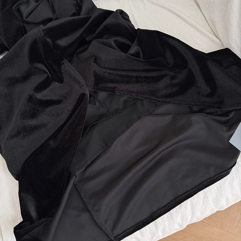 Velvet Dress Women Sleeveless Mesh Patchwork Black Dress Sexy Criss-cross Split Bodycon Dress Evening Party Midi Dresses Female