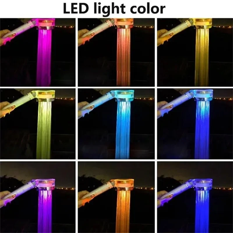 Soffione doccia a LED a 7 colori soffione doccia con filtro doccia a risparmio idrico che cambia colore automatico con/No controllo della temperatura Rgb