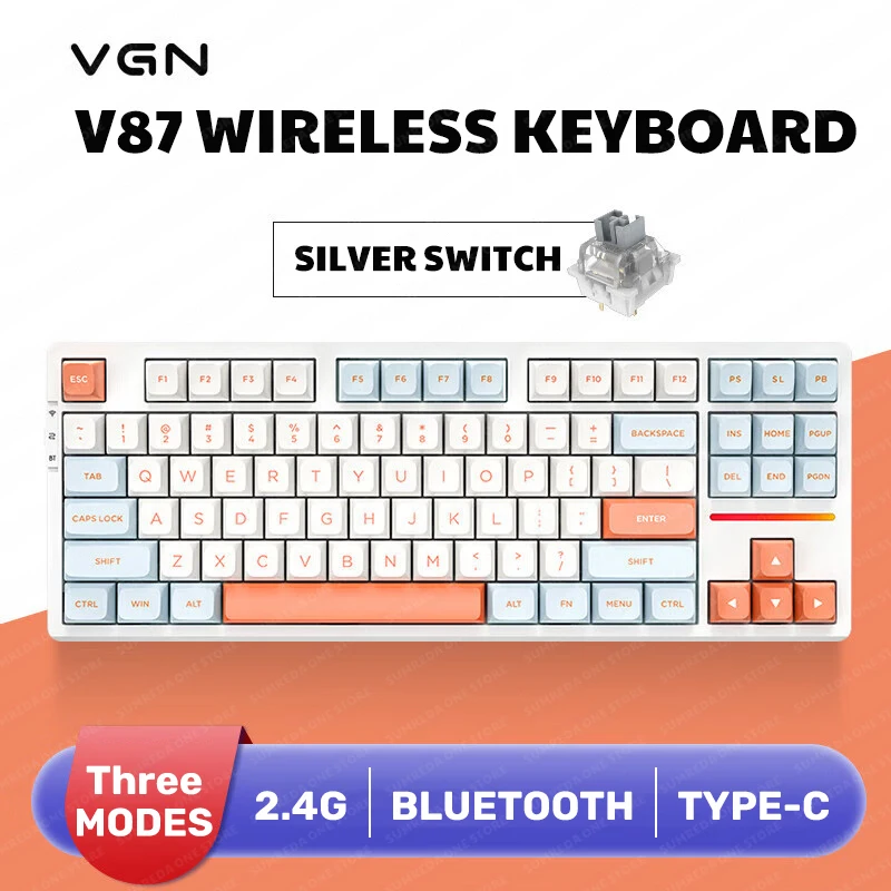 Vgn-ミニワイヤレスメカニカルゲーミングキーボード,v87 pro,2.4g