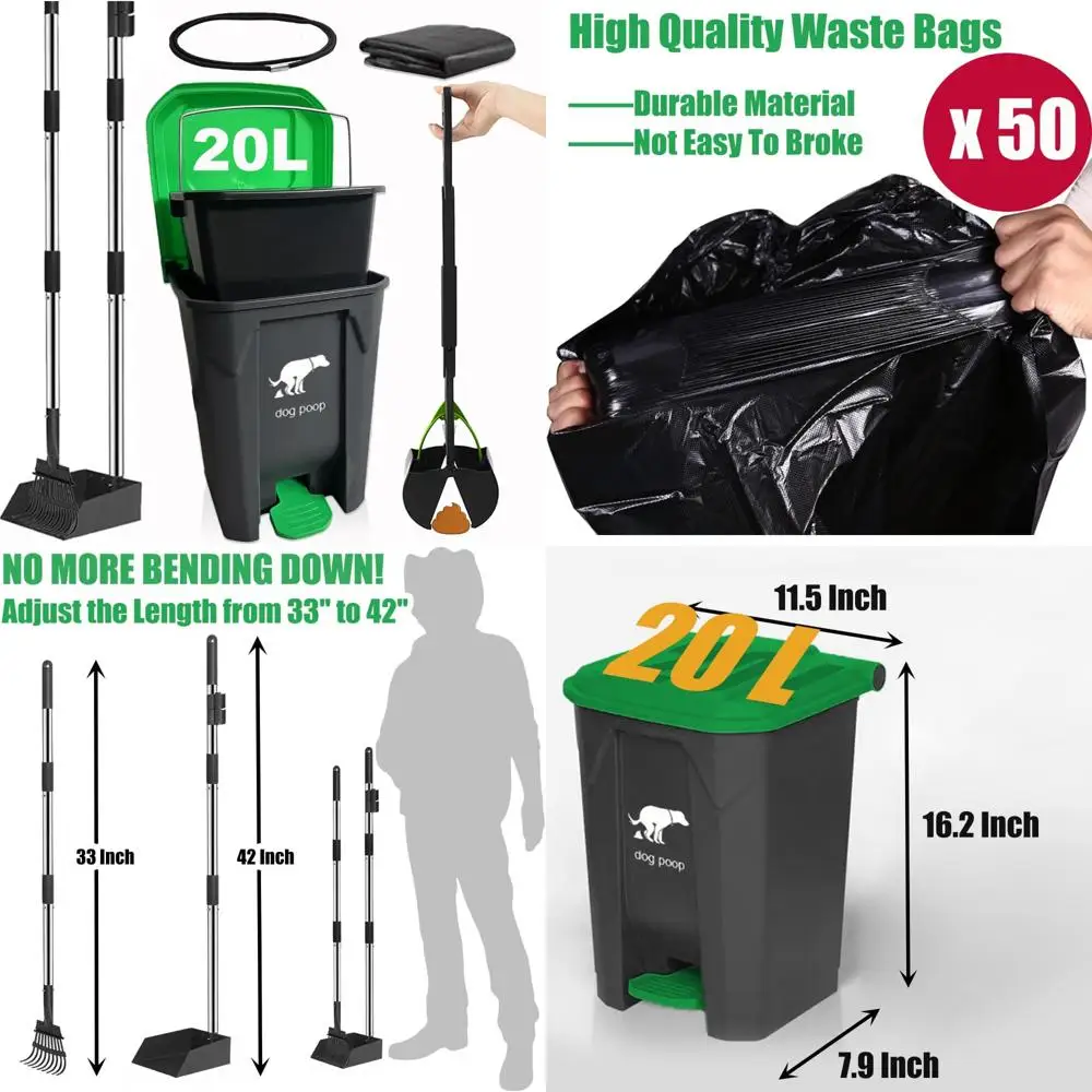 

Large Outdoor Dog Waste Container with 20L Capacity and Removable Inner Bin for Easy Cleaning Yard Poop Management