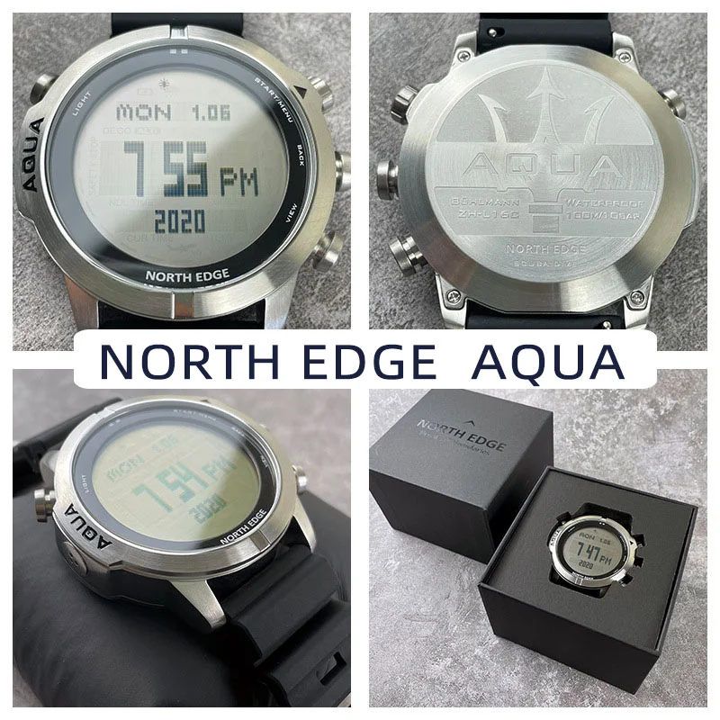 North EDGE AQUA Outdoor Digital Watches Men\'s Diving Waterproof Compass Military Watch for Men