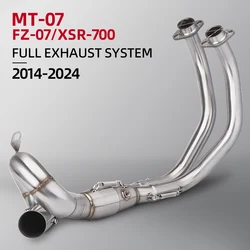 For Yamaha MT07 FZ07 XSR700 2014-2024 Full System Motorcycle Exhaust Escape Modify Stainless Steel Slip on Front Link Pipe 51mm