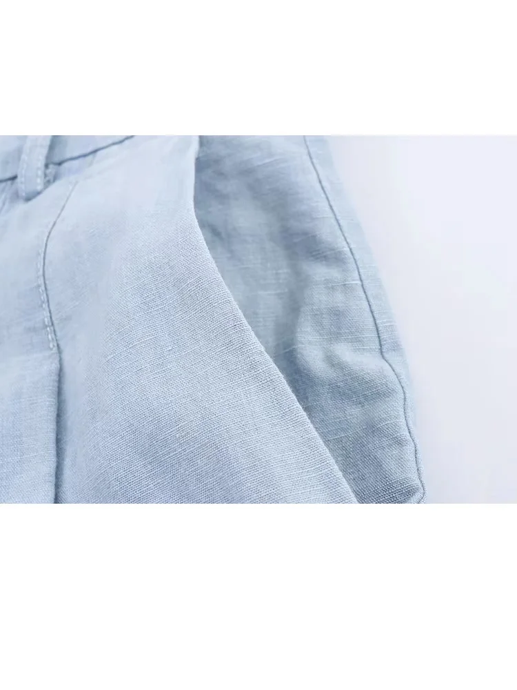 HH Camicie a maniche lunghe con colletto rovesciato moda donna estiva + tasche sottili con bottoni con cerniera Pantaloni dritti Set da 2 pezzi in denim