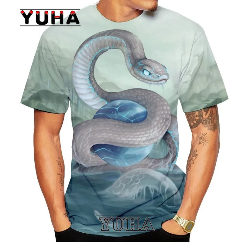 New fun 3d printed snake pattern men\'s T-shirt Harajuku hip-hop short sleeve shirt Harajuku T-shirt in summer