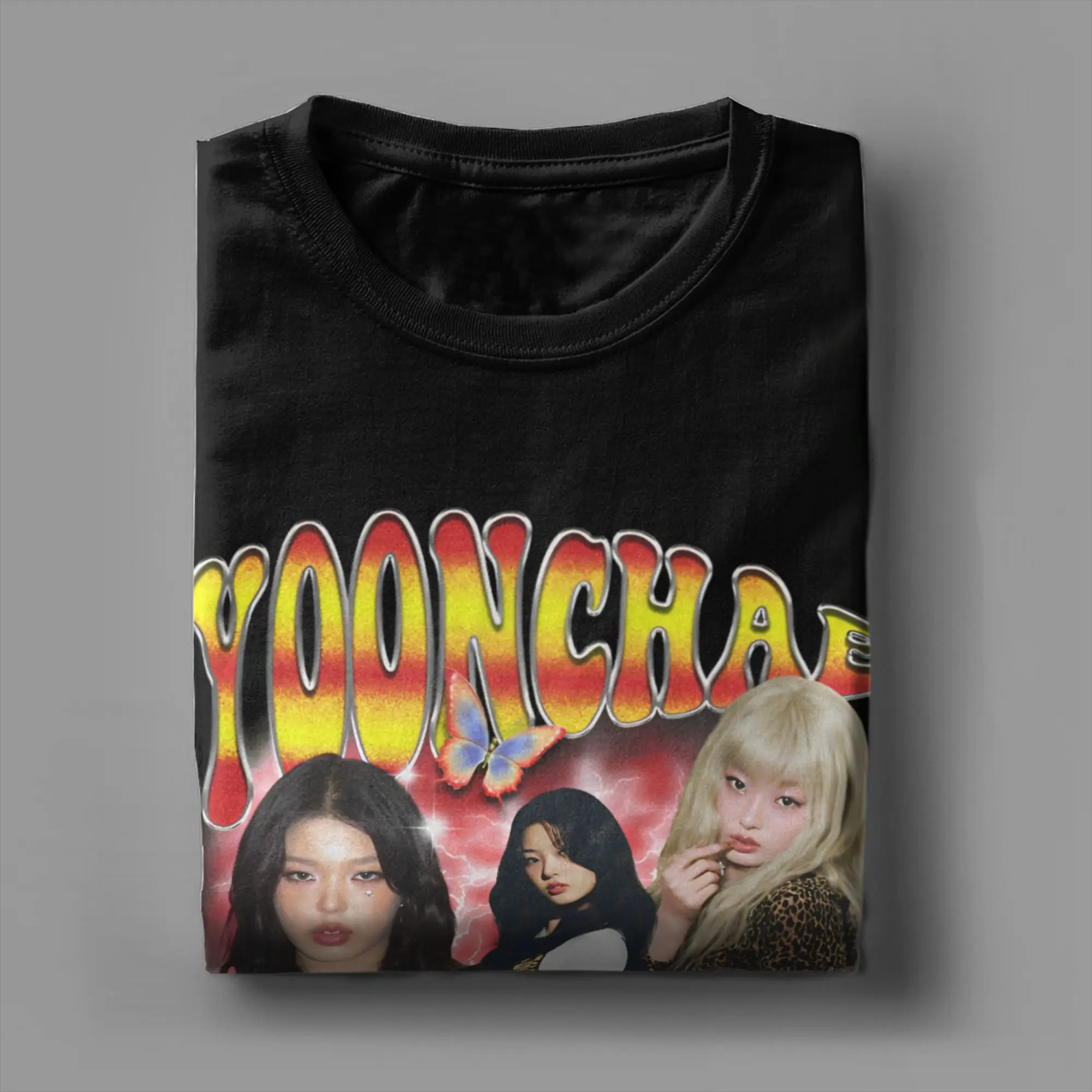 Koszulki Yoonchae Katseye Gnarly Męskie Damskie Kpop Grupa Unikalne Koszulki z Czystej Bawełny Krótki Rękaw Okrągły Dekolt Rozmiary 4XL 5XL 6XL Top