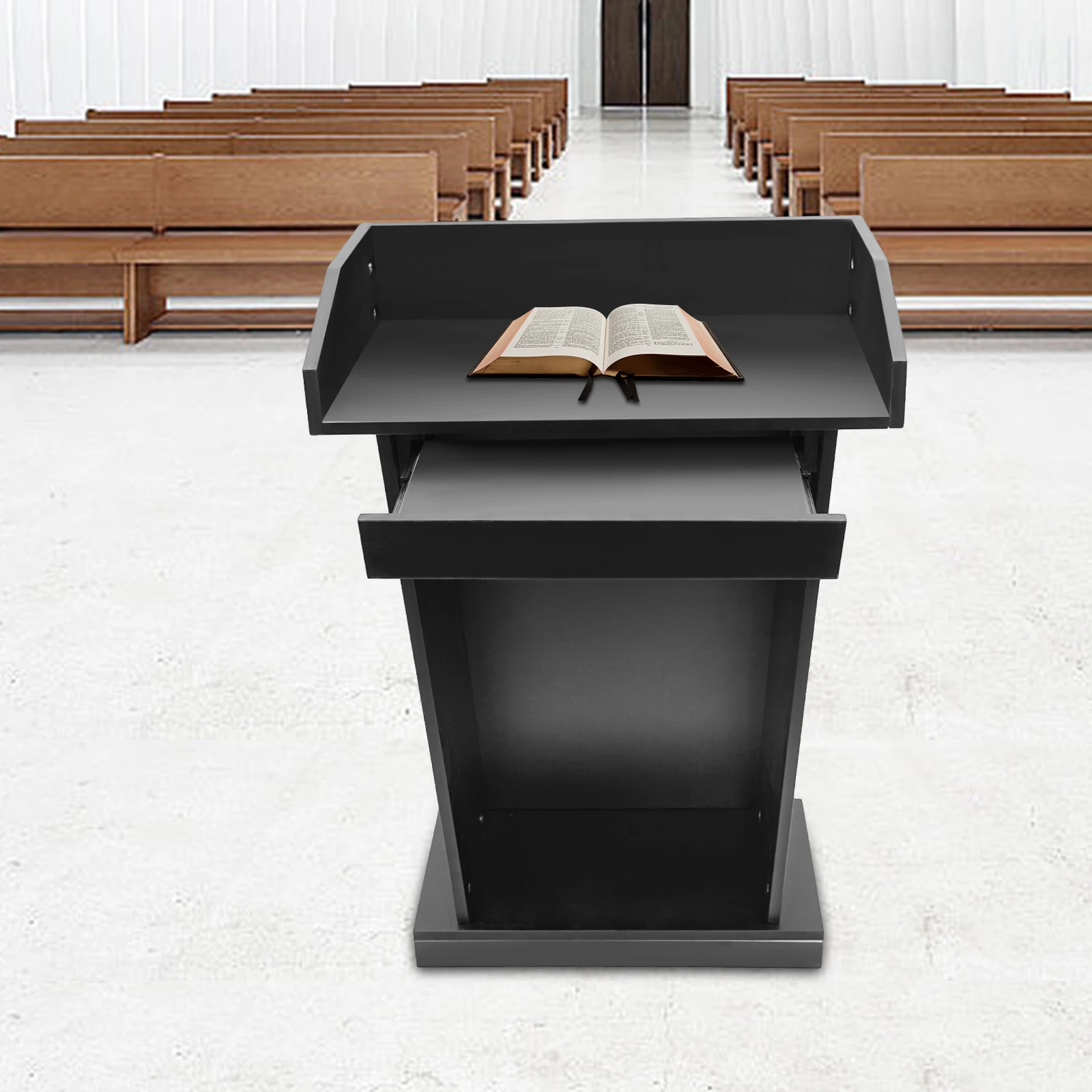 Support de podium de présentation en bois, hauteur de 37,5 pouces, capacité de 110lb, pour salle de classe d'église, haut-parleur de salle de conférence