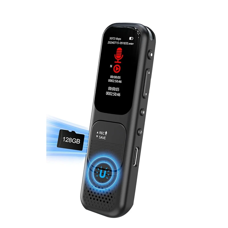 128GB Digital Voice Recorder With APP,Portable Recorder With Transcription To Text, Audio Recorder Device With Playback