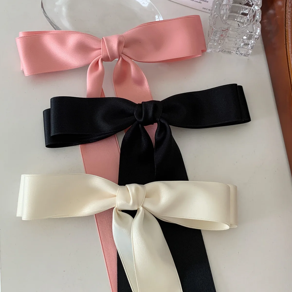 Fashion Black White Fabric Bow Hairpin for Women Girls Large Bow Ribbon Hair Clips Bowknot Barrettes Female Hair Accessories