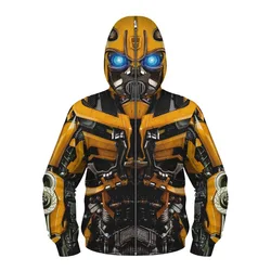 Autobots Bumble bee Zipper Hooded Jacket Coat for Kids Boy Girls