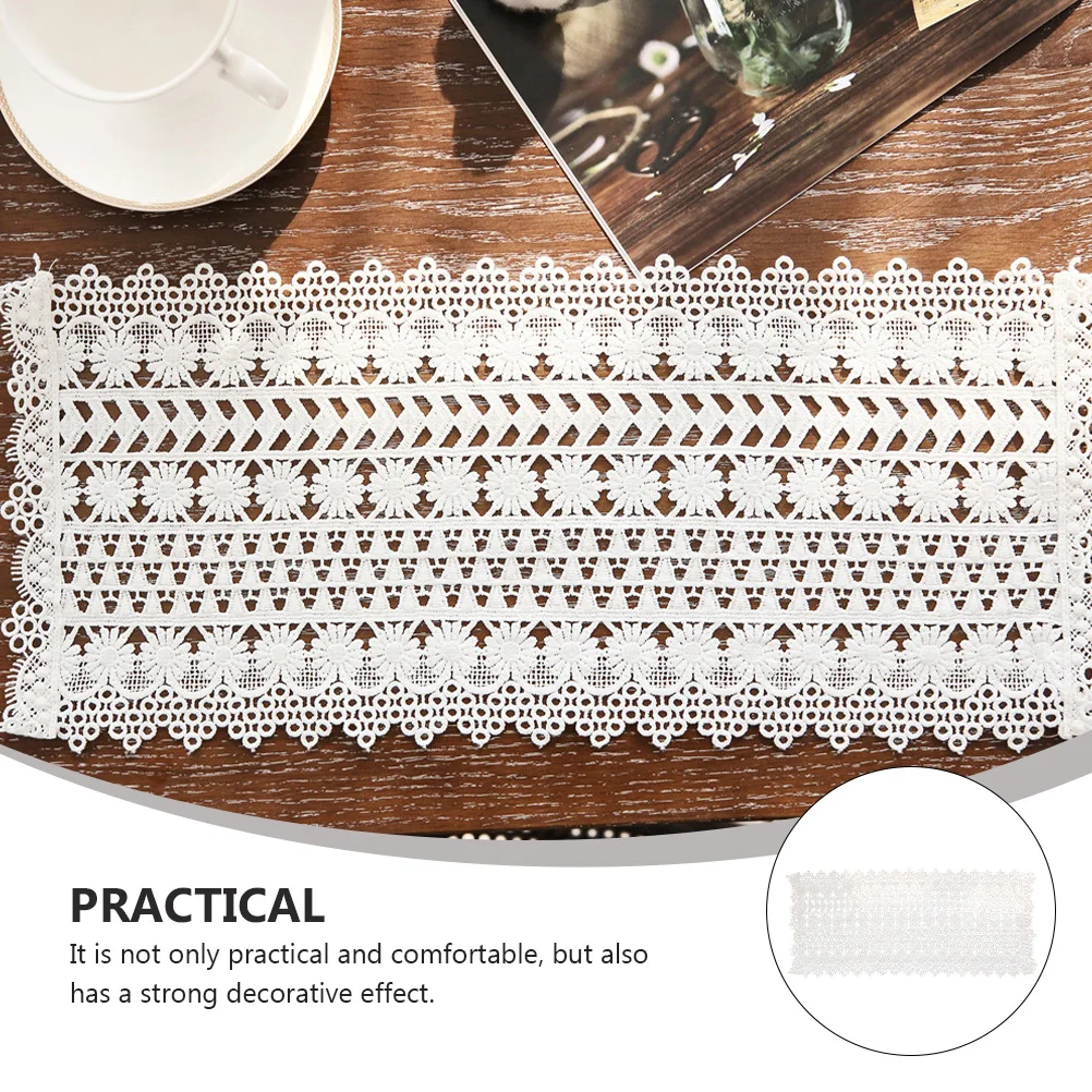 

2Pcs White Lace Table Mat French Style Decorative Wedding Party Holiday Place Mat Household Table Supply