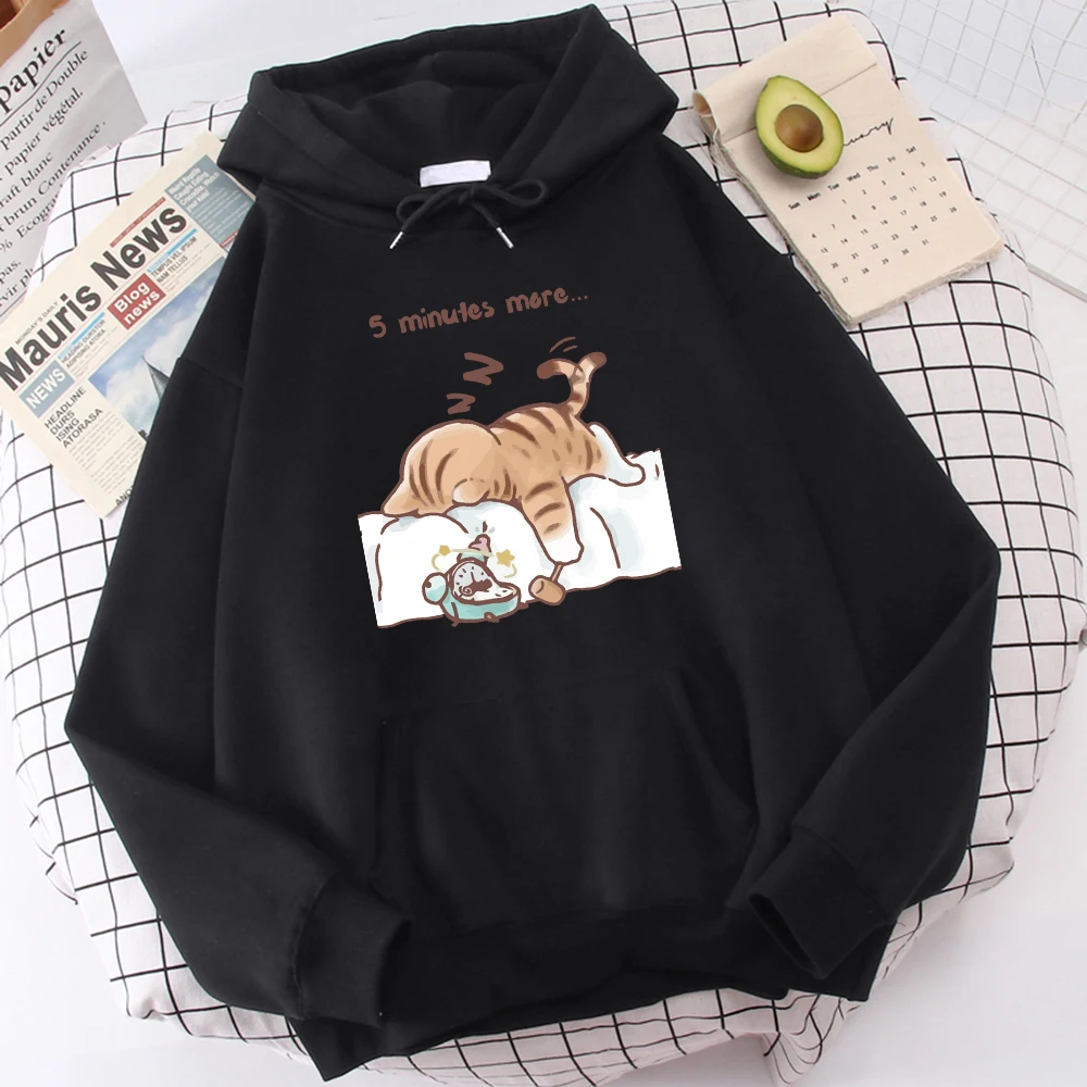 The Cat Asked Me To Sleep For Another Five Minutes Hoody Mens Casual Warm Fleece Sweatshirt Fit Autumn Hooded Fashiontracksuit