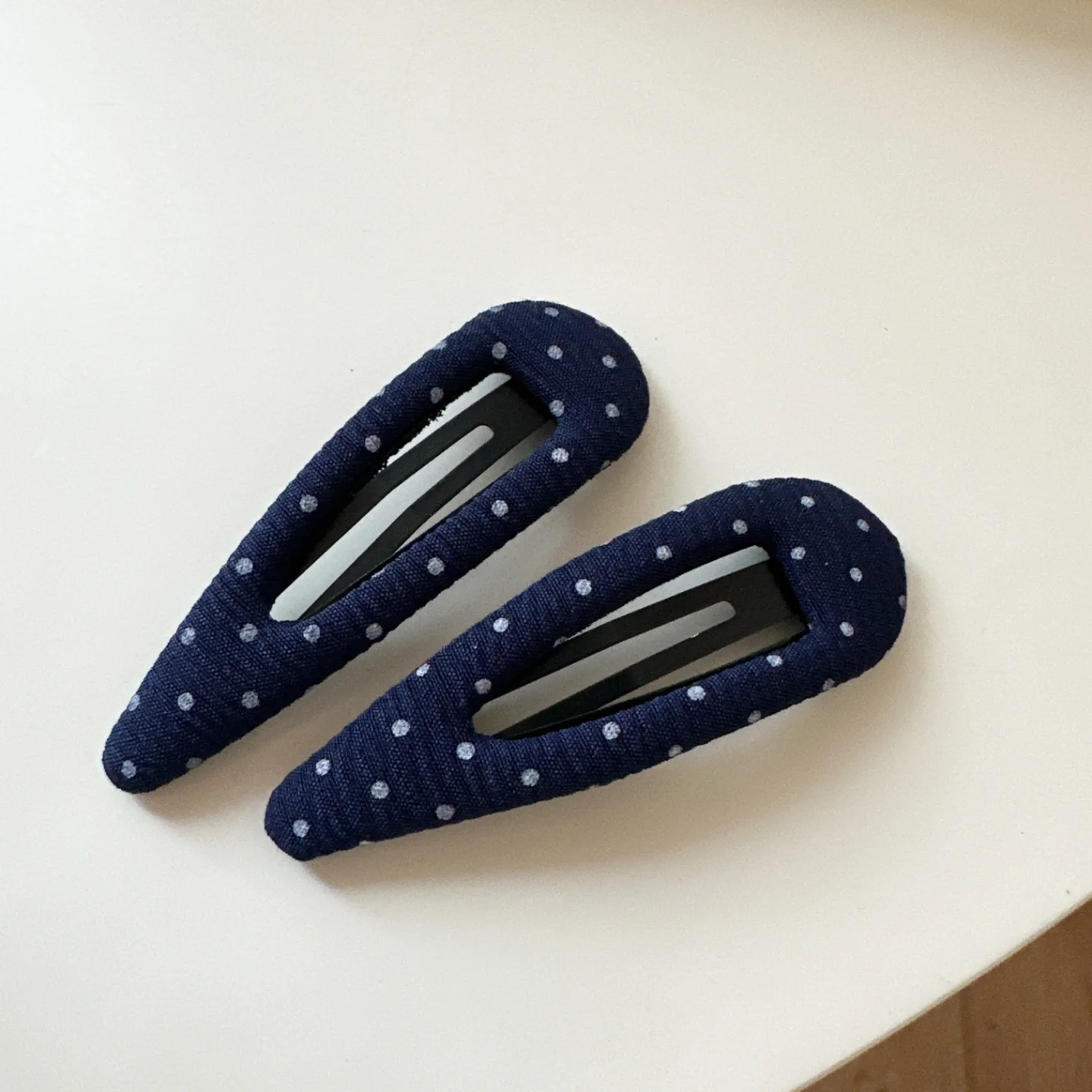Vintage koreanische Haarspange, marineblau, gepunktet, Stoff-Haarnadel, handgefertigt, keine Schäden, Haar-Accessoires für Frauen, Haarspangen für Mädchen – Detail 27