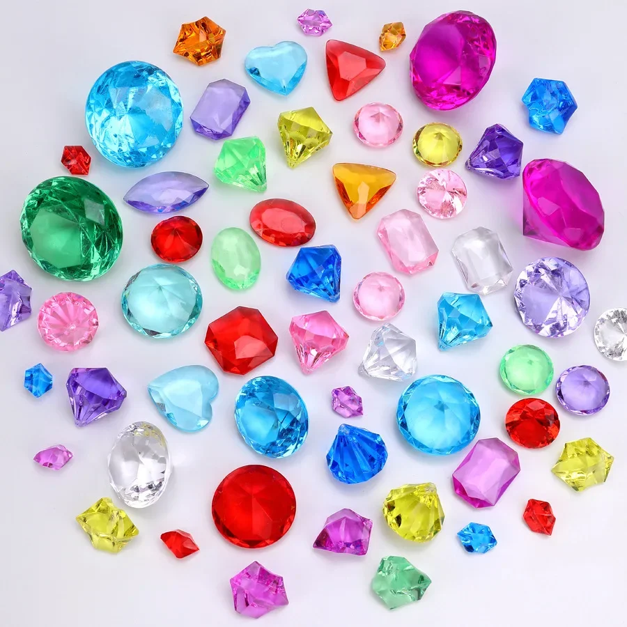 30pcs Crystal Gems Diamond Jewels Treasure Chest Pirate Filler Props Party Confetti Kids DIY Toys Jewels Birthday Christmas Gift