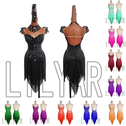 New Latin Dance Competition Performance Black Fringe Female European And American Sexy High-Grade Dance Dress